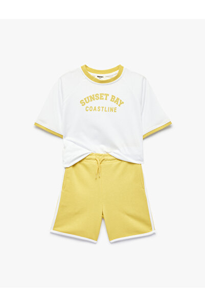 Koton Σετ μπλουζάκι με μανίκια ρεγκλάν και σορτς με στάμπα