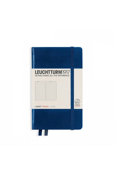 Leuchtturm1917 Pocket Size (A6) Notebook, Hard Cover, Striped, Navy Blue Cover