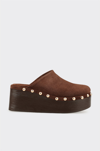 Elle Shoes Kahve Deri Kadın Terlik
