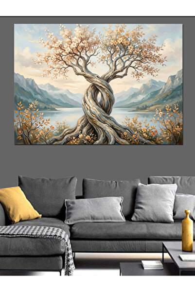 Artmeg Interwoven Tree of Life of the Elderly Decorative Canvas - Mdf Wood Pa...