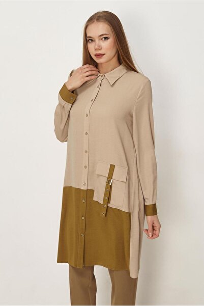 Alvina Τονίζει το λεπτομερές σχέδιο της τσέπης, με εφέ λινό, τουνίκ 45518