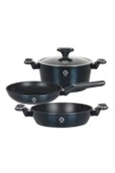 GRÜNBERG Σετ: 3 αλουμινένιες κατσαρόλες, συμβατές με επαγωγικές εστίες, 1 γυά...
