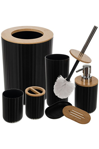 Ruhhy Bathroom accessory set, 6 pieces, black
