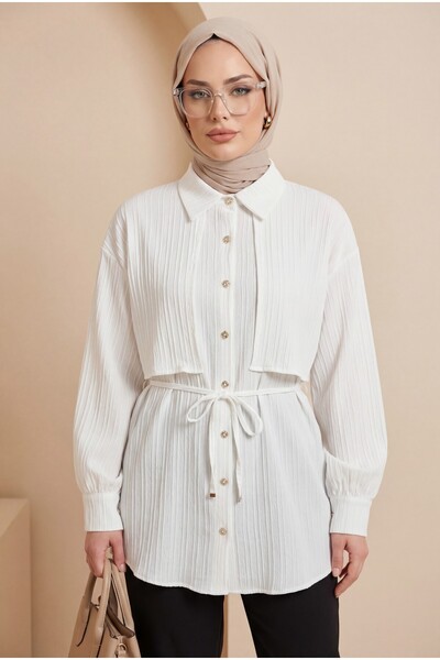 Modamorfo Πουκάμισο με δέσιμο στη μέση, λεπτομέρεια μπολερό και κουμπιά από π...