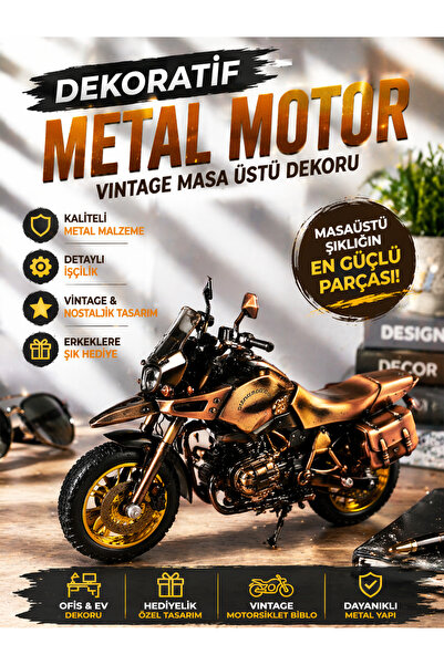 KOLAYEV Metal Motorsiklet Biblo Dekoratif Vintage Motor Modeli Ofis Masa Süsü...
