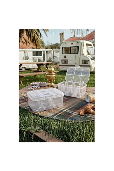 Safirs 6-Cup Capacity Picnic Tea Cup Carrying Device Cup Box Picnic Set Conta...