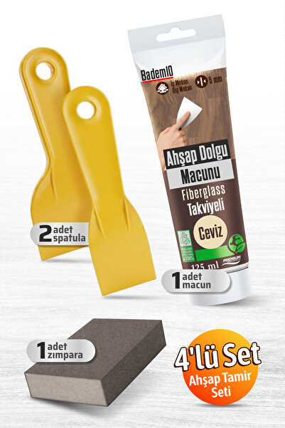 Badem10 Pratik (4'LÜ) Ahşap Tamir Seti Maun Renk 125 ml Tamir Macunu + 2 Adet...