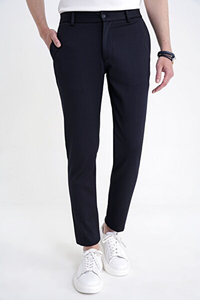 Efor Comfort Fit Beli Lastikli Armürlü Dokuma Esnek Pamuk Lacivert Jogger Pan...