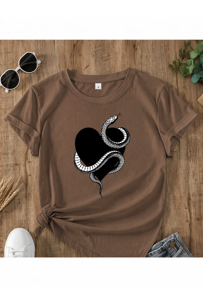 By Layina Heart Snake Printed Unisex Oversize Tee / T-Shirt