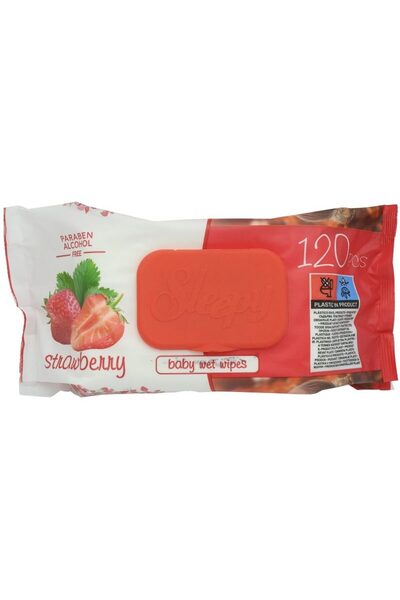 Crocodileskids Șervețele umede, SLEEPPY, Căpșuni, Pachet de 120 de bucăți