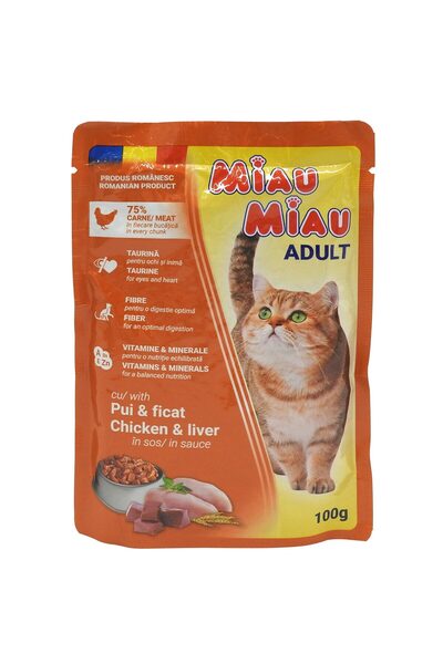 Crocodileskids Hrană umedă pentru pisici în sos, Miau Miau, Ficat de pui, 100 g