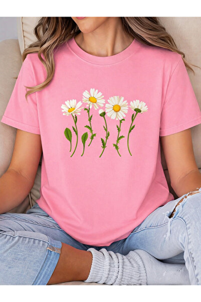 By Layina PAPATYALAR BASKILI KADIN OVERSIZE TİŞÖRT / T-SHIRT