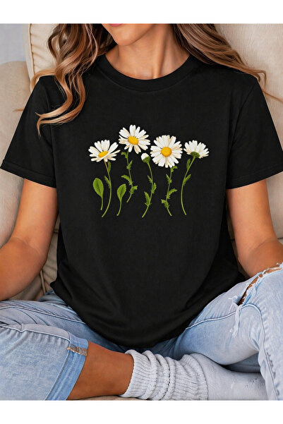 By Layina PAPATYALAR BASKILI KADIN OVERSIZE TİŞÖRT / T-SHIRT