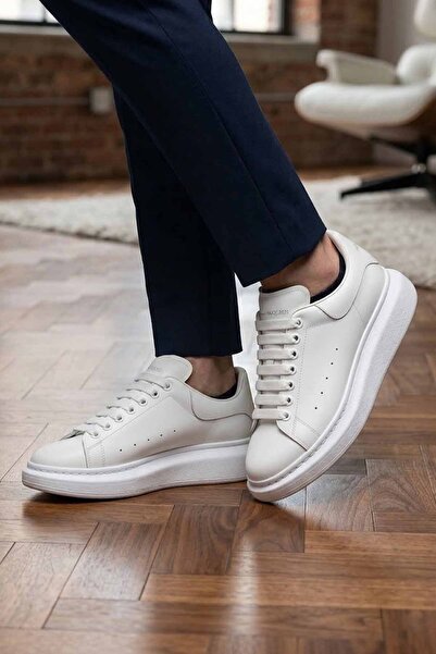 vynor atelier Men's White Sneakers - Thick-Soled Casual Sports Shoes - Comfor...