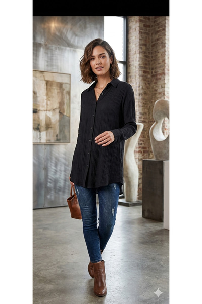 FavoriTeks Μαύρο πουκάμισο σε κανονικό μέγεθος