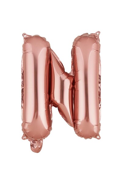 Cyrax Balon literă N din folie metalizată, Rose Gold, cu băț inclus