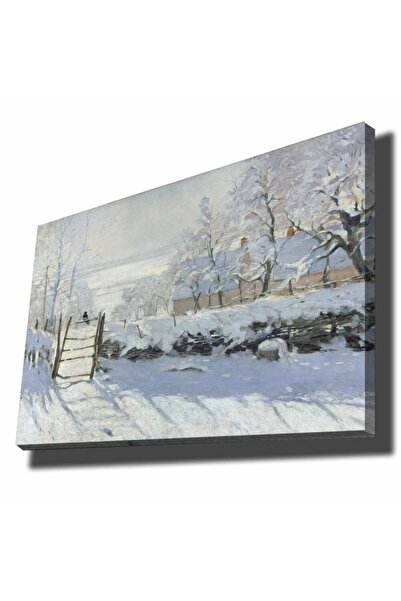 OEM Tablou decorativ Re-Bloom, model peisaj de iarnă, pânză/lemn, alb, 70 x 1...