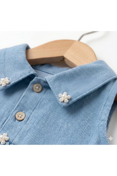 genybaby Baby Girl Denim Dress with Floral Embroidery Summer Jean Dress 6-24 Months
