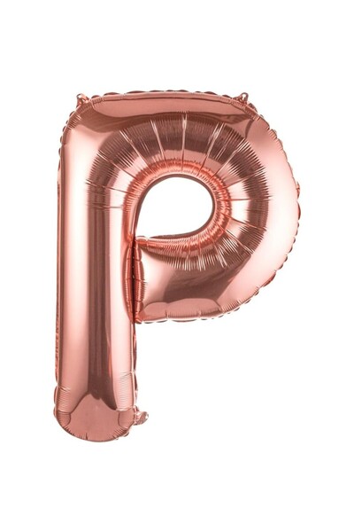 Cyrax Balon literă P din folie metalizată, Rose Gold, cu băț inclus