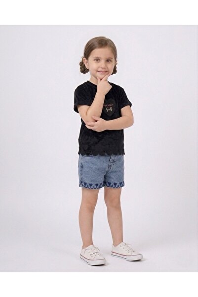 Ege Bebek Στενή εφαρμογή! Κοριτσίστικο καλοκαιρινό τζιν σορτς με στάμπα καρδι...