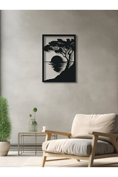 Enova Art Günbatımı ve Ağaç Temalı Metal Duvar Dekoru, Minimal Tasarım Duvar ...