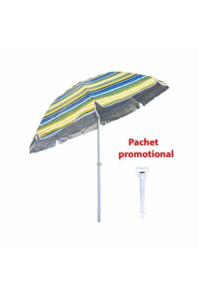 FOXMAG24 Ομπρέλα σκίασης 2μ με λευκή βάση τύπου κοχλία, ανακλινόμενη μεταλλικ...