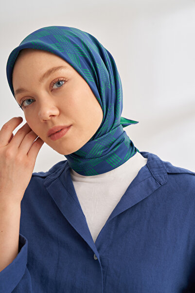 ARMANDA Eșarfă din mătase twill cu model NORA - VERDE B