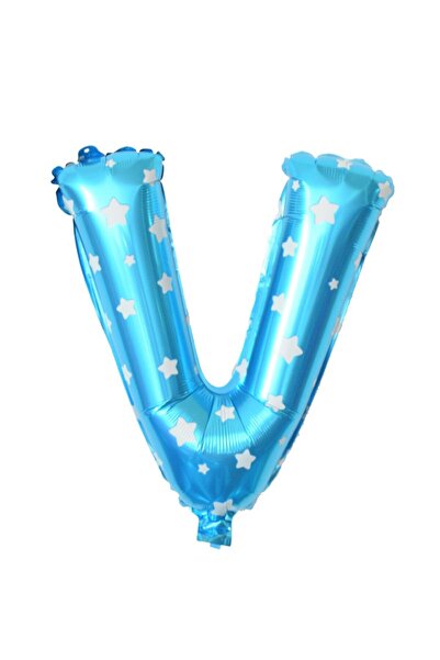 Cyrax Balon literă V din folie metalizată, albastru, cu băț inclus