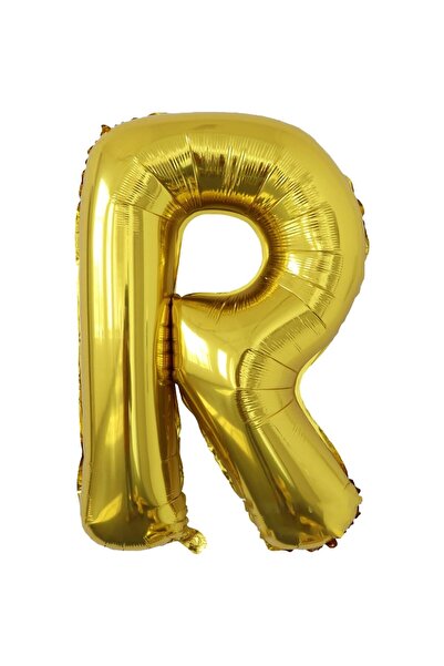 Cyrax Balon literă R din folie metalizată, auriu, cu băț inclus