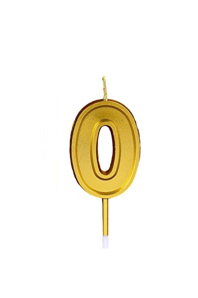 Cyrax Lumânare pentru tort Numărul 0, Cyrax, 4,8 cm, Aniversare, Auriu