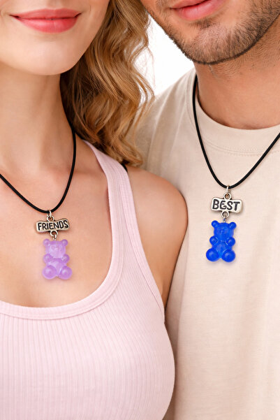 HER ŞEY NOTA www.herseynota.com 2-Piece Best Friends Teddy Bear Necklace Set ...