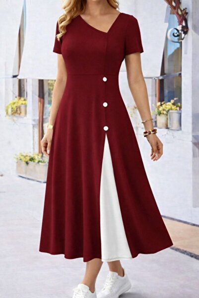 DRESSIFY WOMEN’S FASHION Γυναικείο κοντομάνικο ασύμμετρο φόρεμα με λεπτομέρει...