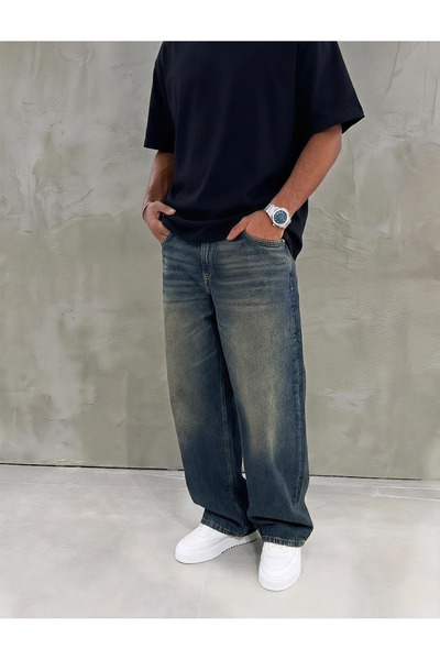 Wonraces Men's Super Baggy Premium Vintage Denim Trousers