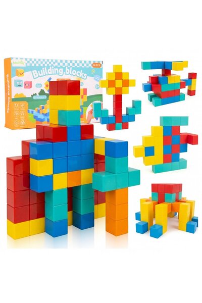 MalPlay Set cuburi magnetice educative 3D pentru copii Malplay, cu 68 de pies...