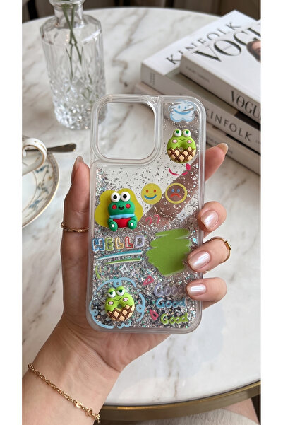 TechTrove iPhone 15 Pro Kılıf Hareketli Simli 3D Karakterli Love Figürlü Şeff...