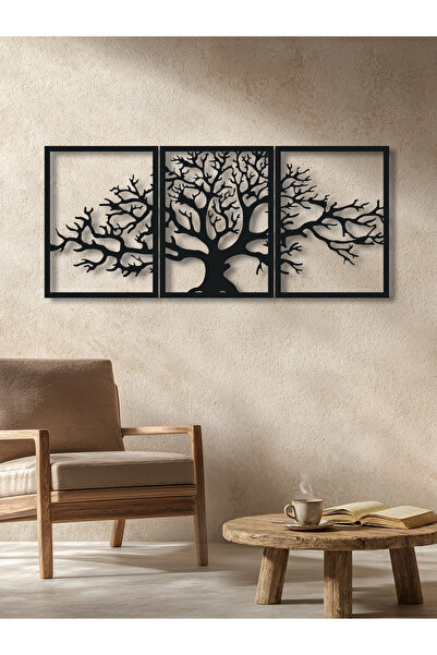 Enova Art Ağaç Temalı Metal Duvar Dekoru 3'lü Set, Minimal Tasarım Duvar Tabl...