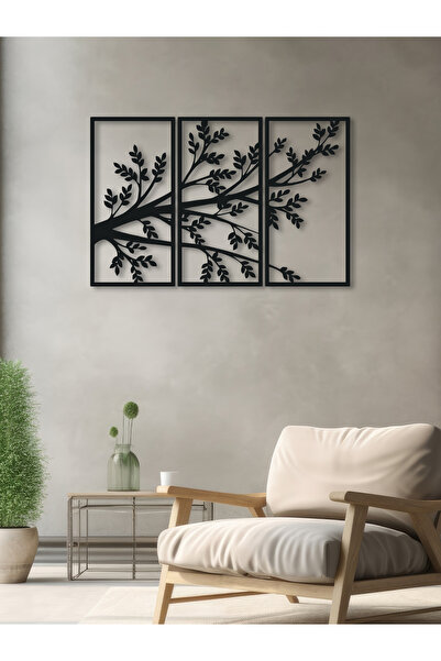 Enova Art Ağaç Dalı Temalı Metal Duvar Dekoru 3'lü Set, Minimal Duvar Tablosu...