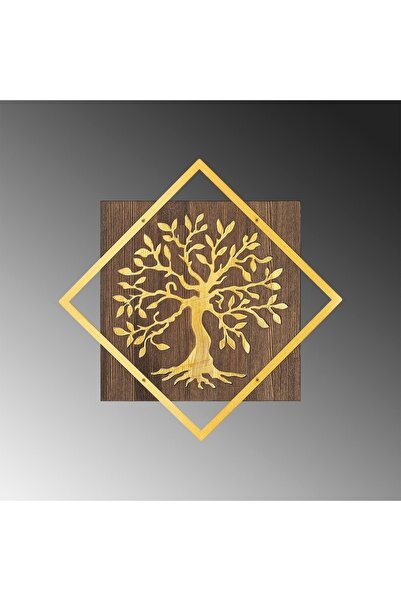 OEM Re-Bloom διακοσμητικό τοίχου, σχέδιο δέντρου, ξύλο/μέταλλο, καφέ/χρυσό, 5...