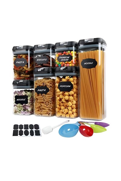 Cyrax Set de recipiente pentru depozitarea alimentelor, transparente cu capac...