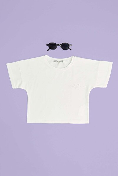 Fulla Moda Κοριτσίστικο μπλουζάκι με ανάγλυφη στάμπα κορδέλας