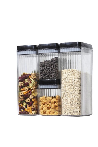 Cyrax Set de 4 recipiente din plastic, 2 x 3,3 L transparente