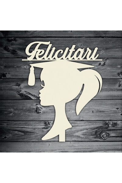 LimArt Topper Tort Lemn „Felicitari” si Profil Absolventa, 83 x 104 mm, pentr...