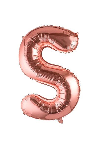 Cyrax Balon literă S din folie metalizată, Rose Gold, cu băț inclus