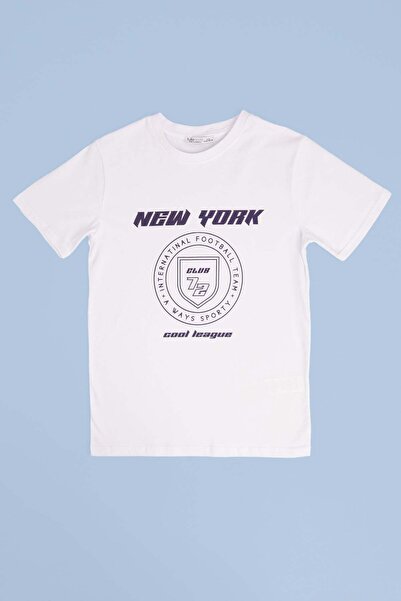 Fulla Moda 100% βαμβακερό μπλουζάκι για αγόρια με στάμπα κειμένου Νέας Υόρκης