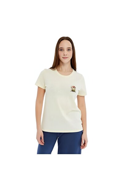 trender Tricou de damă cu imprimeu, bej ciupercă