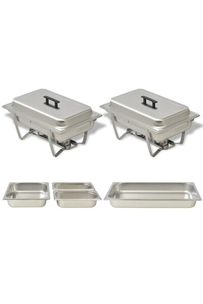 vidaxl Σετ Επιτραπέζιου Μπεν Μαρί 2 τεμ. από Ανοξείδωτο Ατσάλι