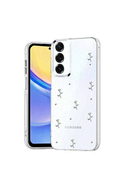 UnDePlus Samsung Galaxy A37 5G Kılıf Şeffaf Üzeri Kabartma Parlak Desen Fiyon...