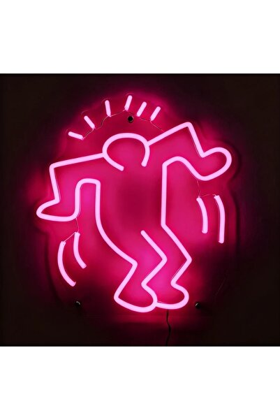 Slasa Dancing Man LED Neon Sign 50x35 cm Pink Light with 6mm Acrylic Base Aes...