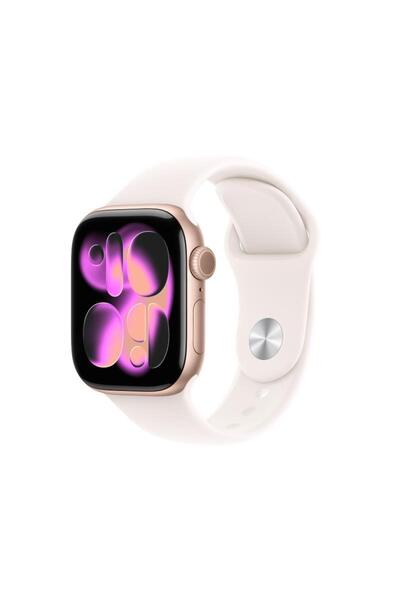 Apple Ceas Seria 11 GPS 42mm Aluminiu Aur Roz, Curea Sport Roz Pal S/M