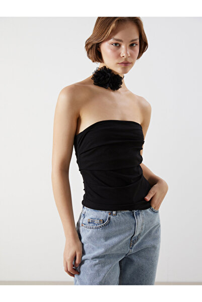 LC Waikiki Strapless Neck Gathered Detail Crop